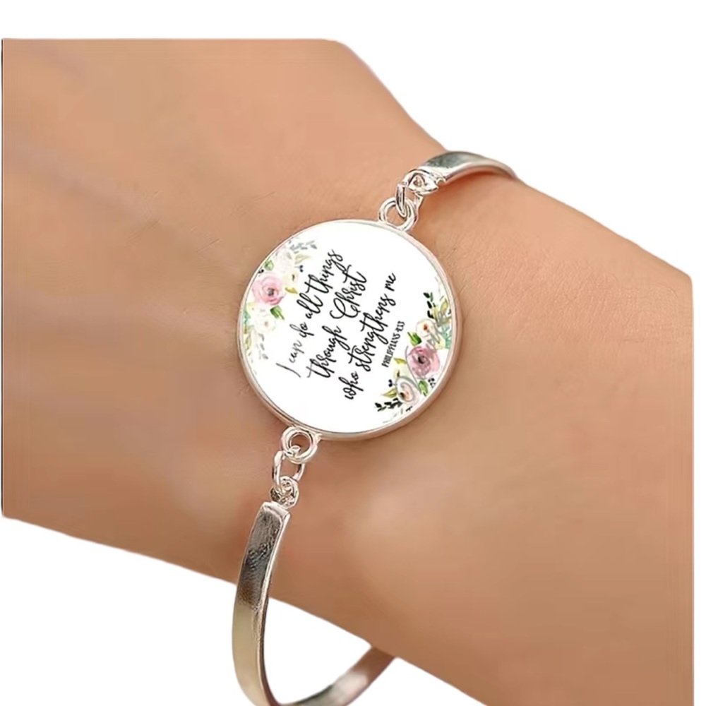 Silver Bible Scripture Adjustable Bubble Bracelet - image 2